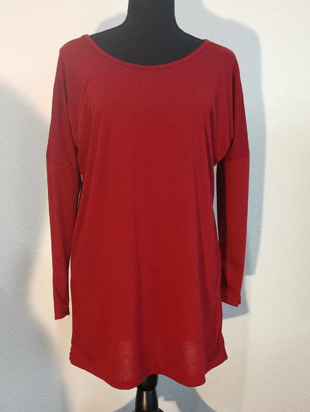 Everyday Long Sleeve Tunic Top - Deep Red